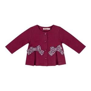 NEW EMC girl's cardigan with button front and bow detailing in burgundy